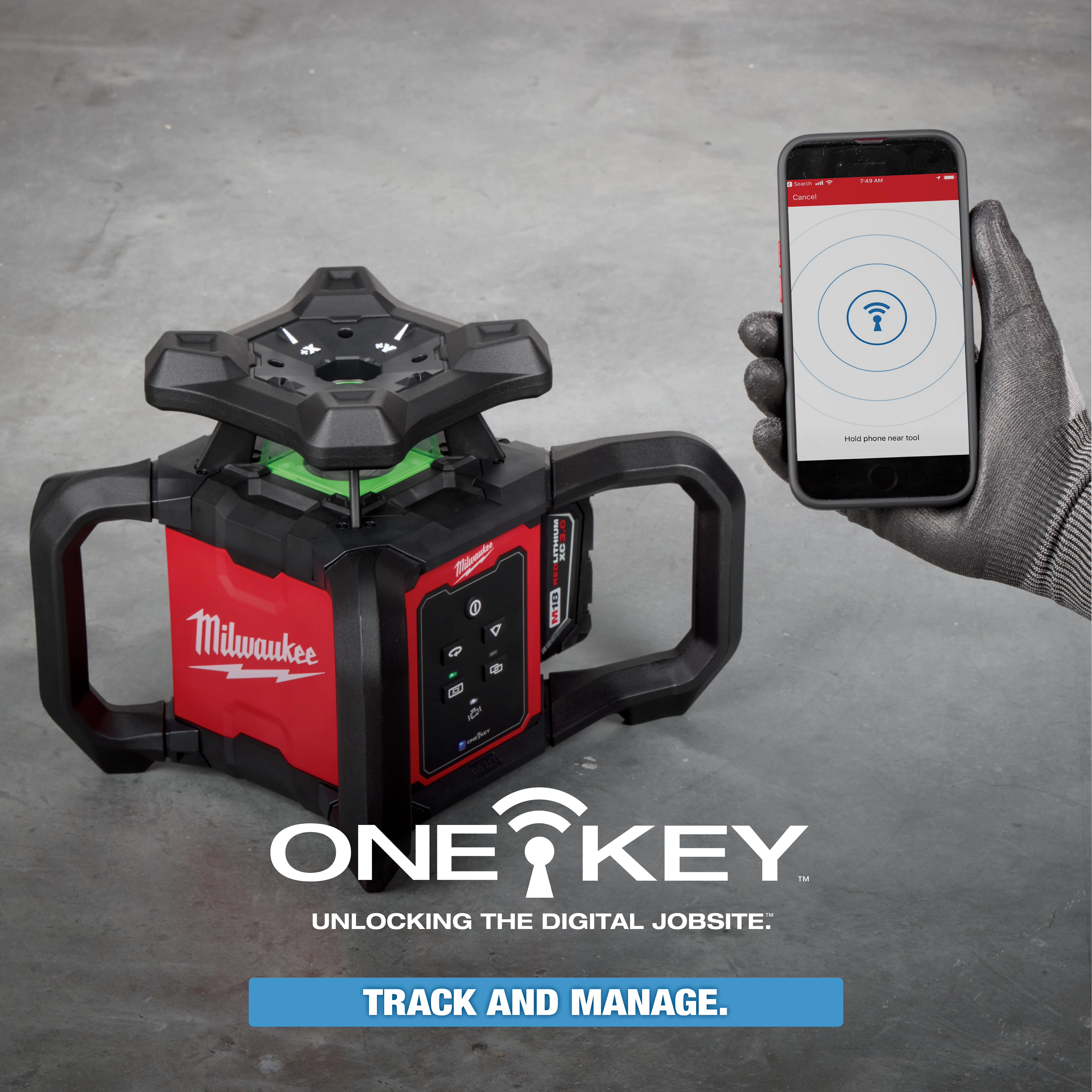 M18™ Green Interior Rotary Laser Level Kit w/ Remote/Receiver & Wall Mount Bracket ONE-KEY