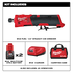 M12 FUEL 1/4" Straight Die Grinder Kit Includes