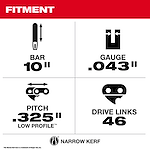 Specifications for the 10" Guide Bar and Chain