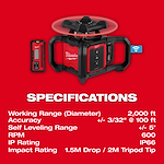 M18™ Red Exterior Rotary Laser Level Kit w/ Receiver Specs
