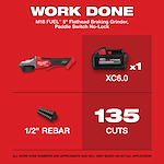 M18 FUEL 18V Lithium-Ion Brushless Cordless 5 in. Flathead Braking Grinder with Paddle Switch No-Lock (Tool-Only)