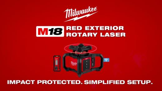 Milwaukee M18 Red Exterior Rotary Laser Level Kit with Receiver