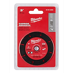 3" Carbide Abrasive Cut-Off Blade in plastic packaging. The blade is designed for cutting drywall, fiber cement, and plastic.