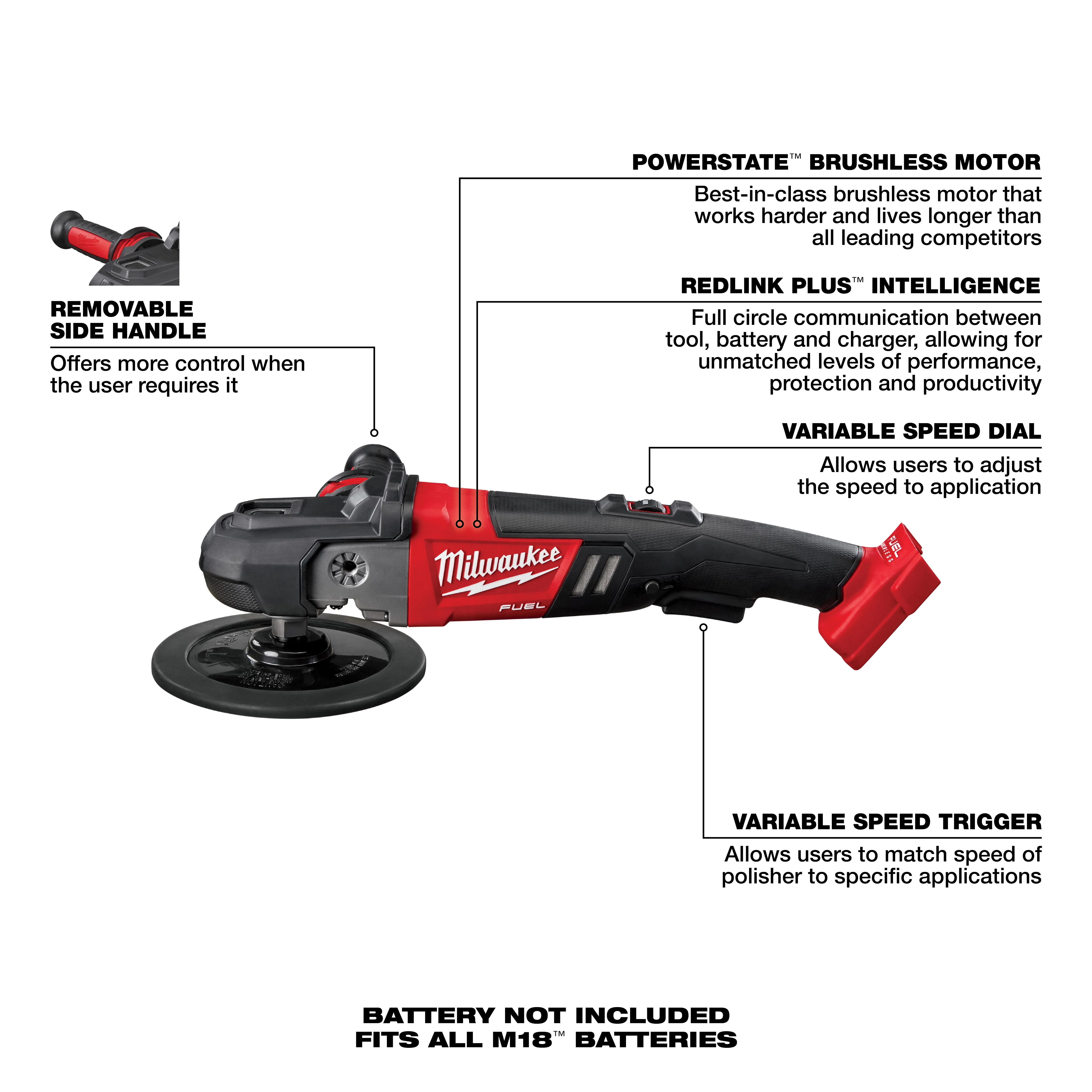 M18 FUEL 7" Variable Speed Polisher Walkaround Bare Tool