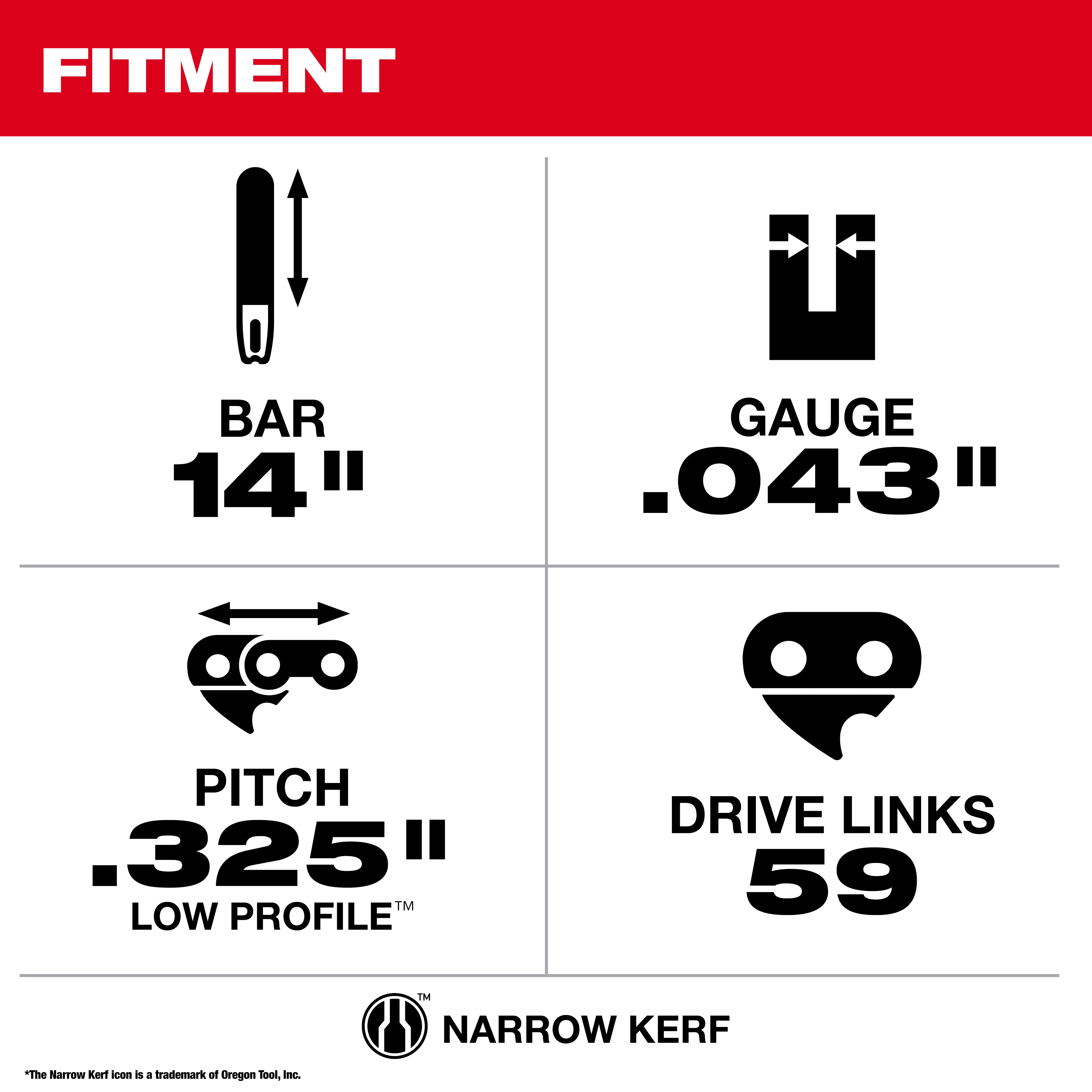 Specifications for the 14" Guide Bar and Chain