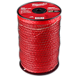 Roll of Milwaukee red string trimmer line, covered in black mesh.