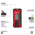 Walkaround image of the Milwaukee Green Interior Rotary Laser Remote Control & Receiver highlighting its USPs
