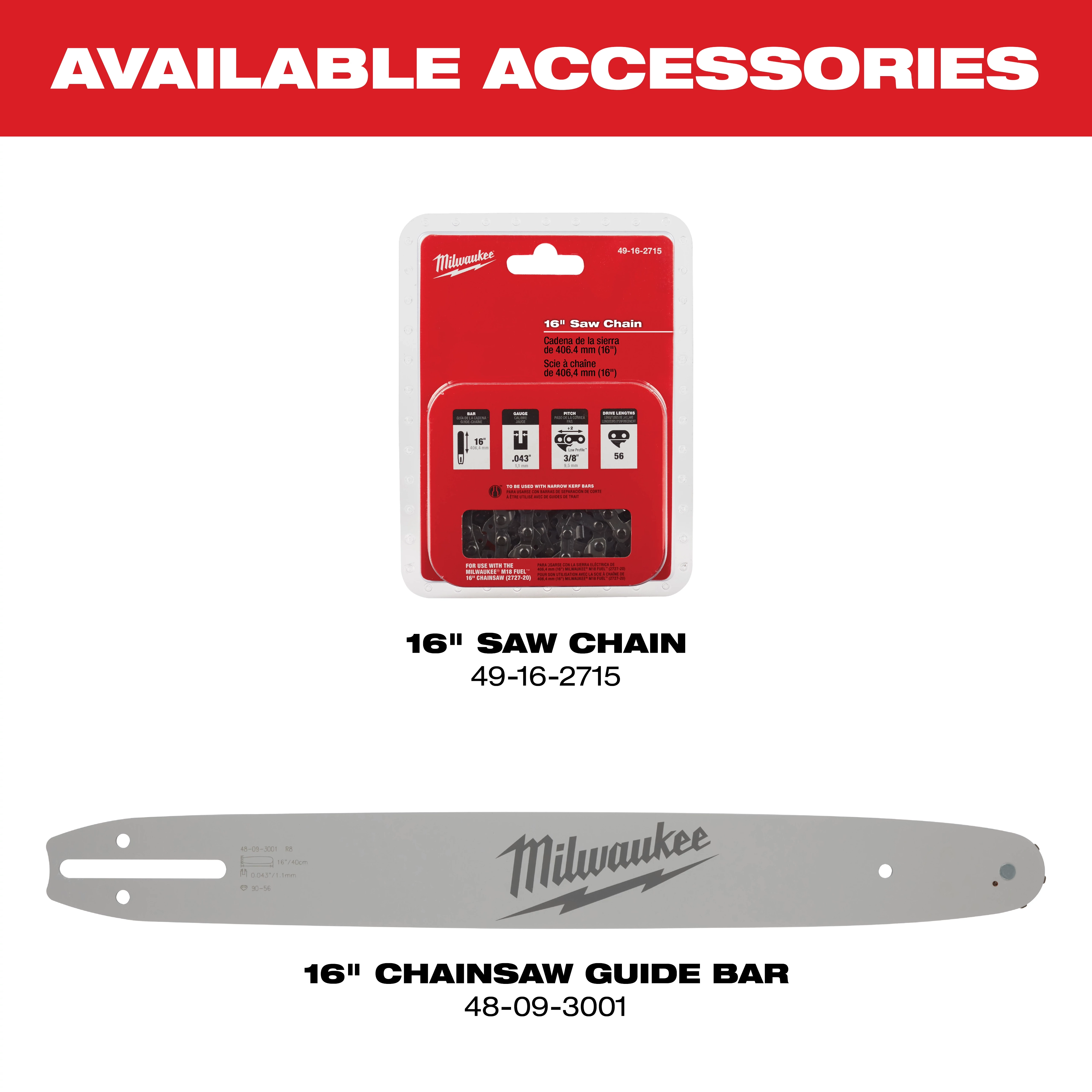 M18 FUEL™ 16" Chainsaw Kit Available Accessories