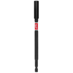 The image shows a SHOCKWAVE™ 6" Impact Duty Magnetic Bit Holder. It is black with a red label in the middle displaying the Milwaukee brand logo. The magnetic bit holder is designed for impact duty use.