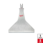 Milwaukee 5-inch Scraper Blade is a single-pack, durable metal blade designed for removing materials. The blade is wide with a straight edge, featuring the Milwaukee logo at the top.