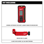 Kit includes image of the Milwaukee Green Interior Rotary Laser Remote Control & Receiver
