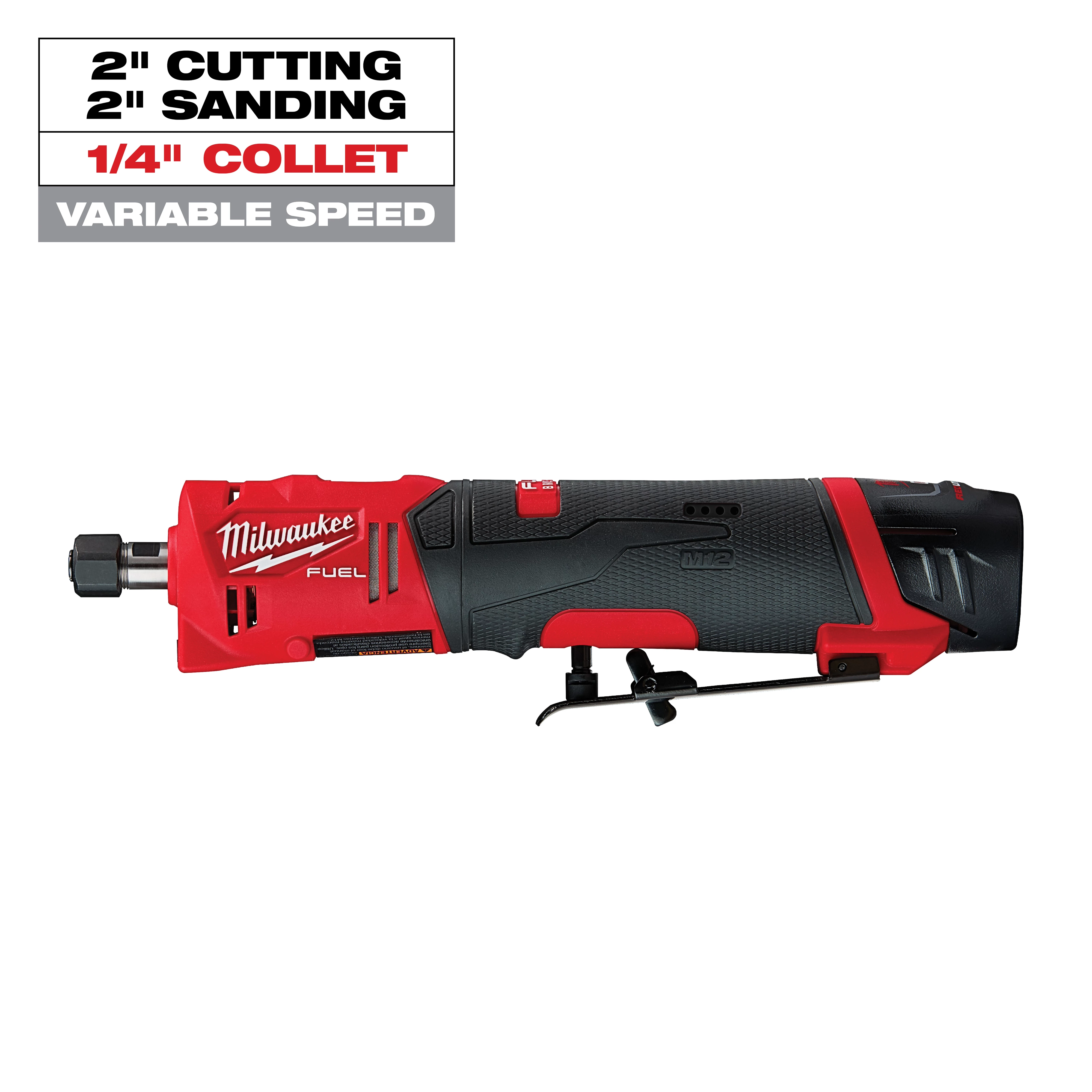 M12 FUEL 12V Lithium-Ion Brushless Cordless 1/4 in. Straight Die Grinder Kit with Two 2.0 Ah Batteries