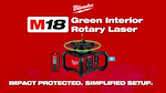 Milwaukee M18 Green Interior Rotary Laser Level Kit with Remote Receiver and Wall Mount Bracket