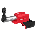Image of an M18 FUEL™ HAMMERVAC™ 5/8" Dedicated Dust Extractor. The tool features a red and black body with "HAMMERVAC™" labeled on the side. It includes a metal tube for dust extraction and attachment points for connection to other tools.