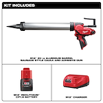 M12 12-Volt Lithium-ion Cordless 20 oz. Aluminum Barrel Caulk and Adhesive Gun Kit with(1) 1.5Ah Battery & Charger