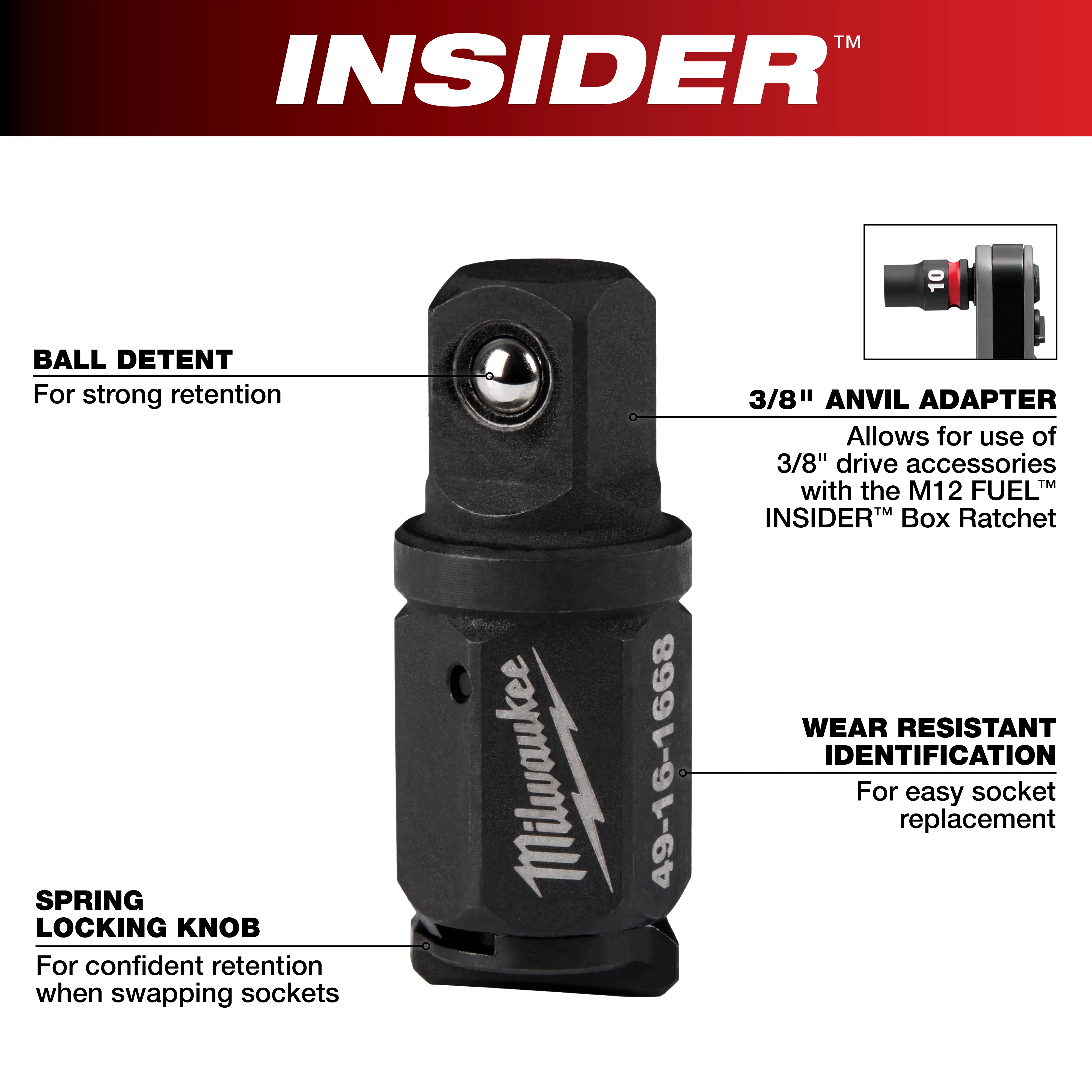 INSIDER™ Box Ratchet 3/8" Anvil Adapter