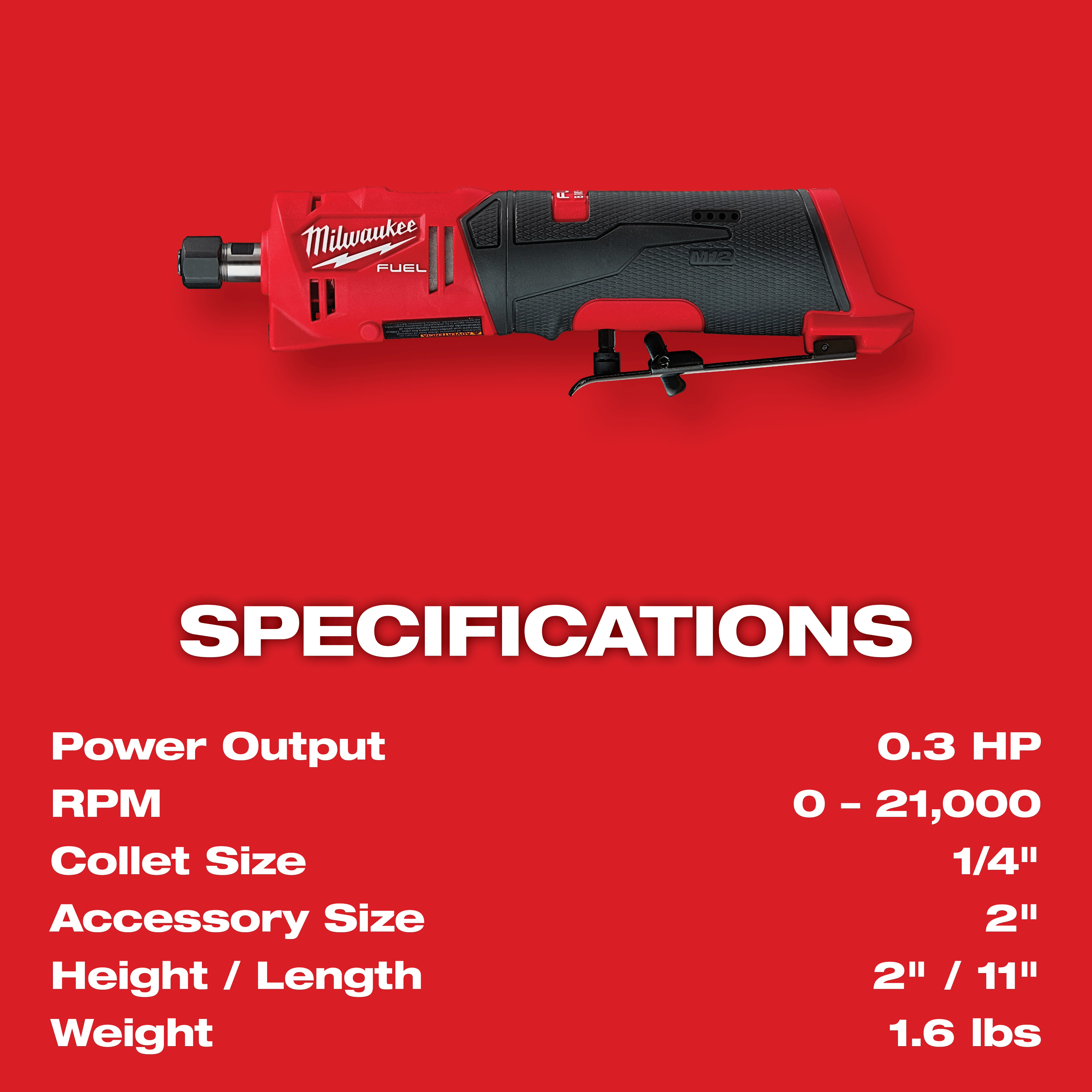M12 FUEL 1/4" Straight Die Grinder Specifications