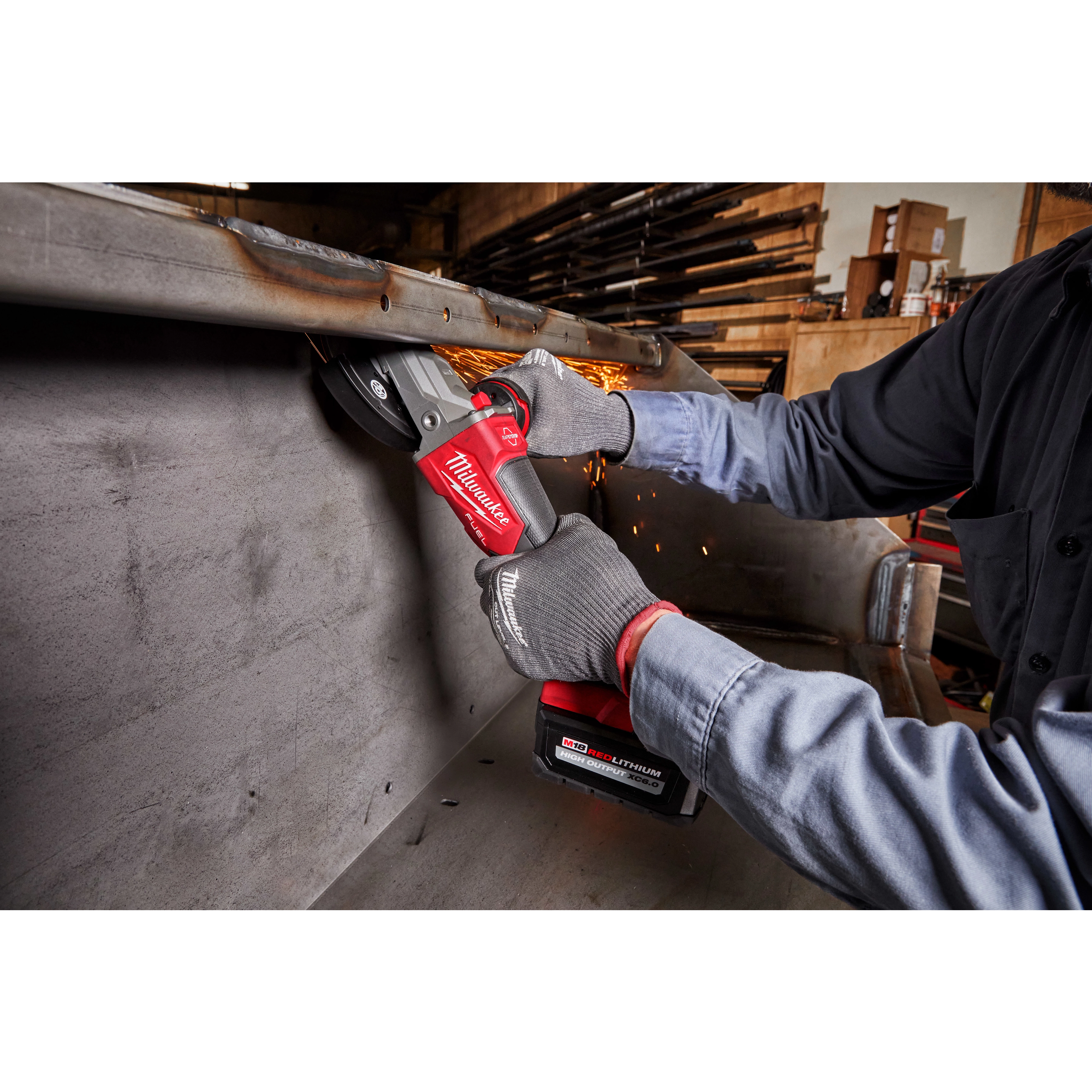 M18 FUEL™ 4-1/2” / 5” Flathead Braking Grinder, Paddle Switch No-Lock