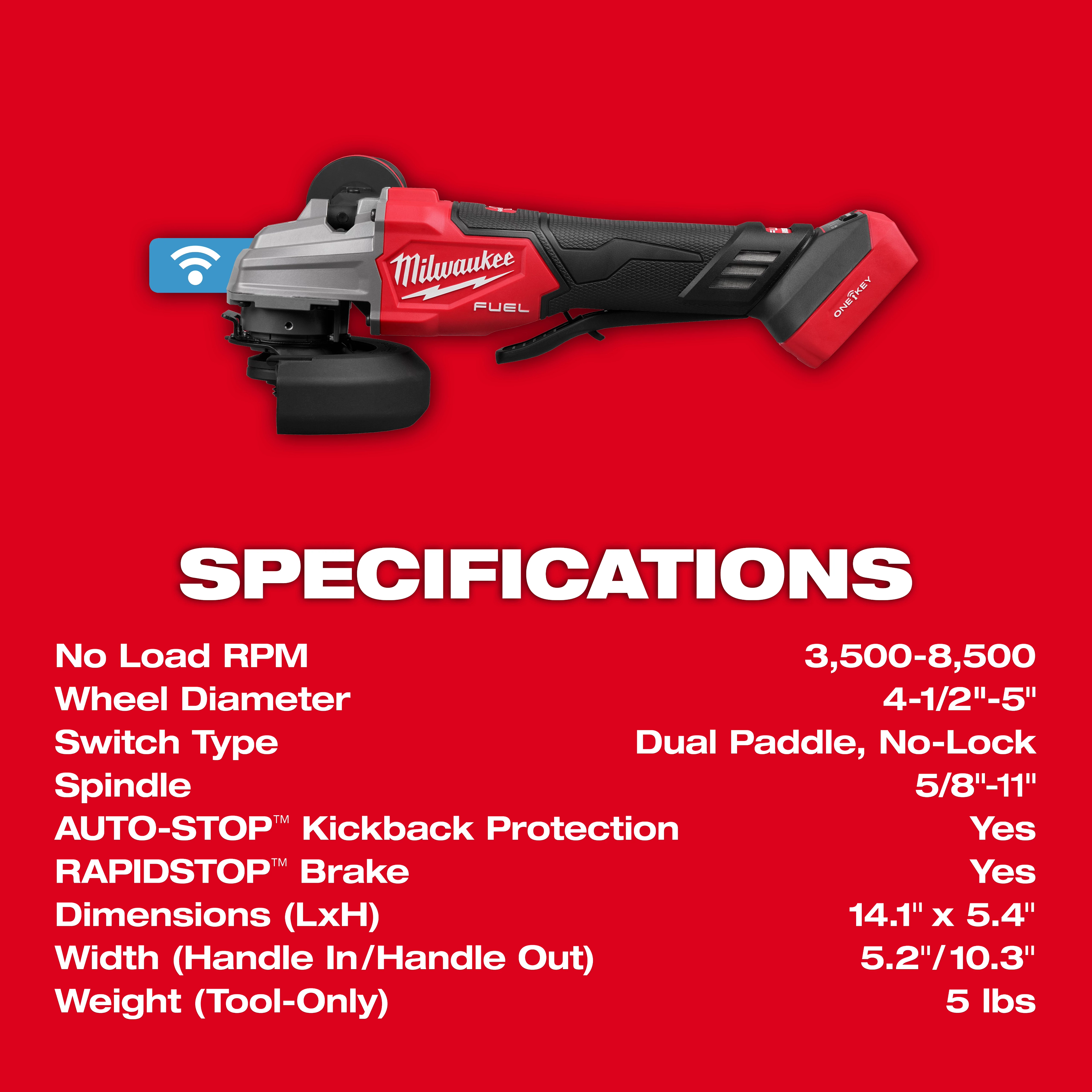 M18 FUEL™ 4-1/2" / 5" Dual-Trigger Braking Grinder